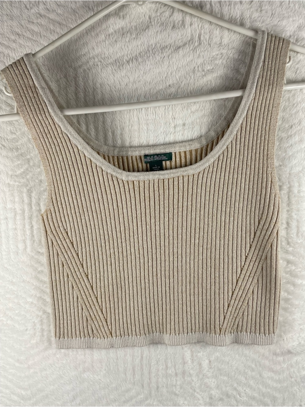 Wild Fable Beige Ribbed Cropped Tank Top